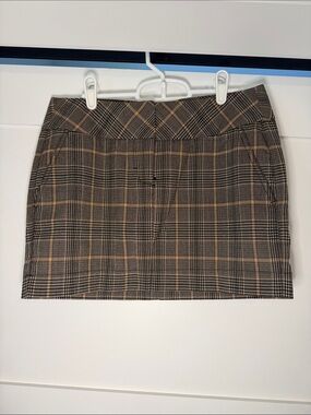 Express Plaid Mini Skirt in Brown and Tan